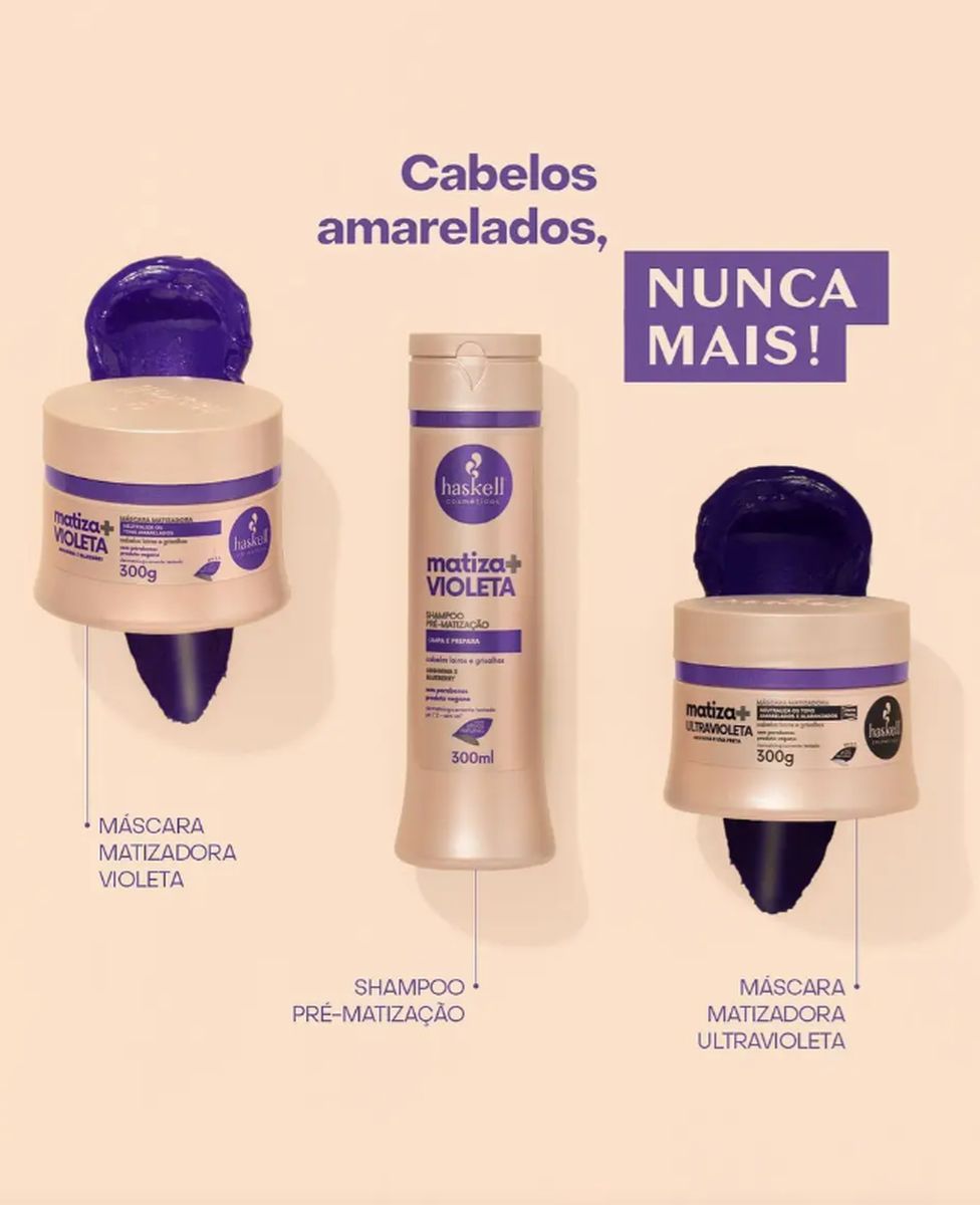 SHAMPOO MATIZA MAIS VIOLETA HASKELL 300ML COM ÓLEO BELLA FEMME 7ML