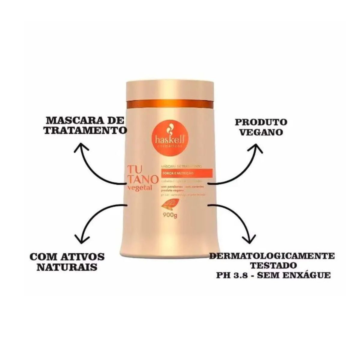 MÁSCARA TUTANO HASKELL 900GR COM ÓLEO BELLA FEMME 7ML