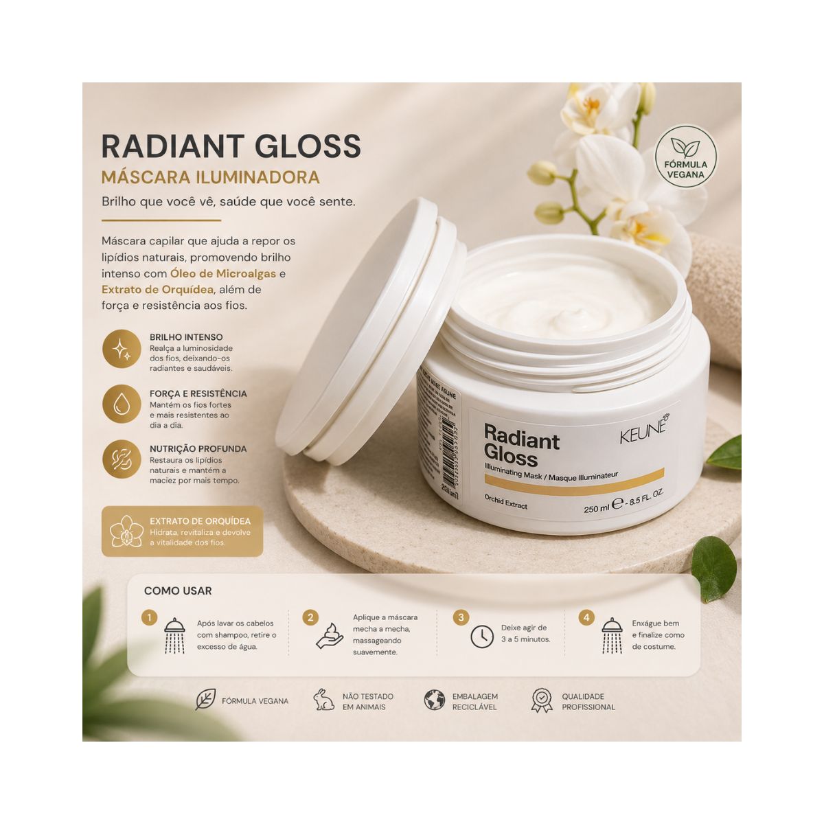 MÁSCARA RADIANT GLOSS KEUNE 250ML