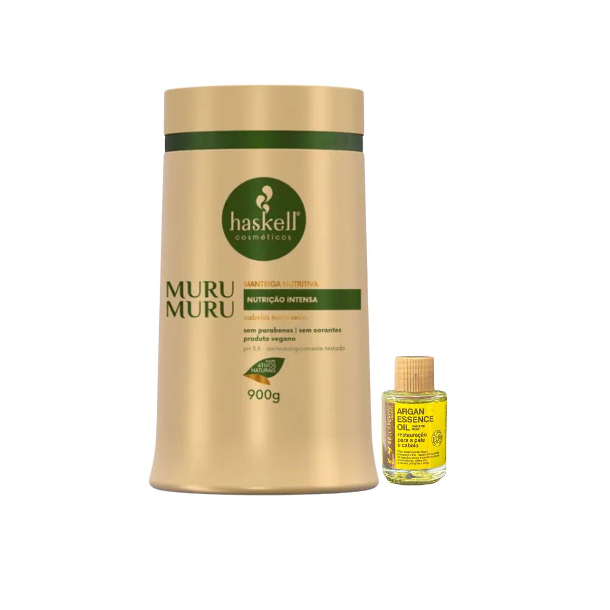 KIT MANTEIGA NUTRITIVA MURUMURU HASKELL 900GR COM ÓLEO BELLA FEMME 7ML