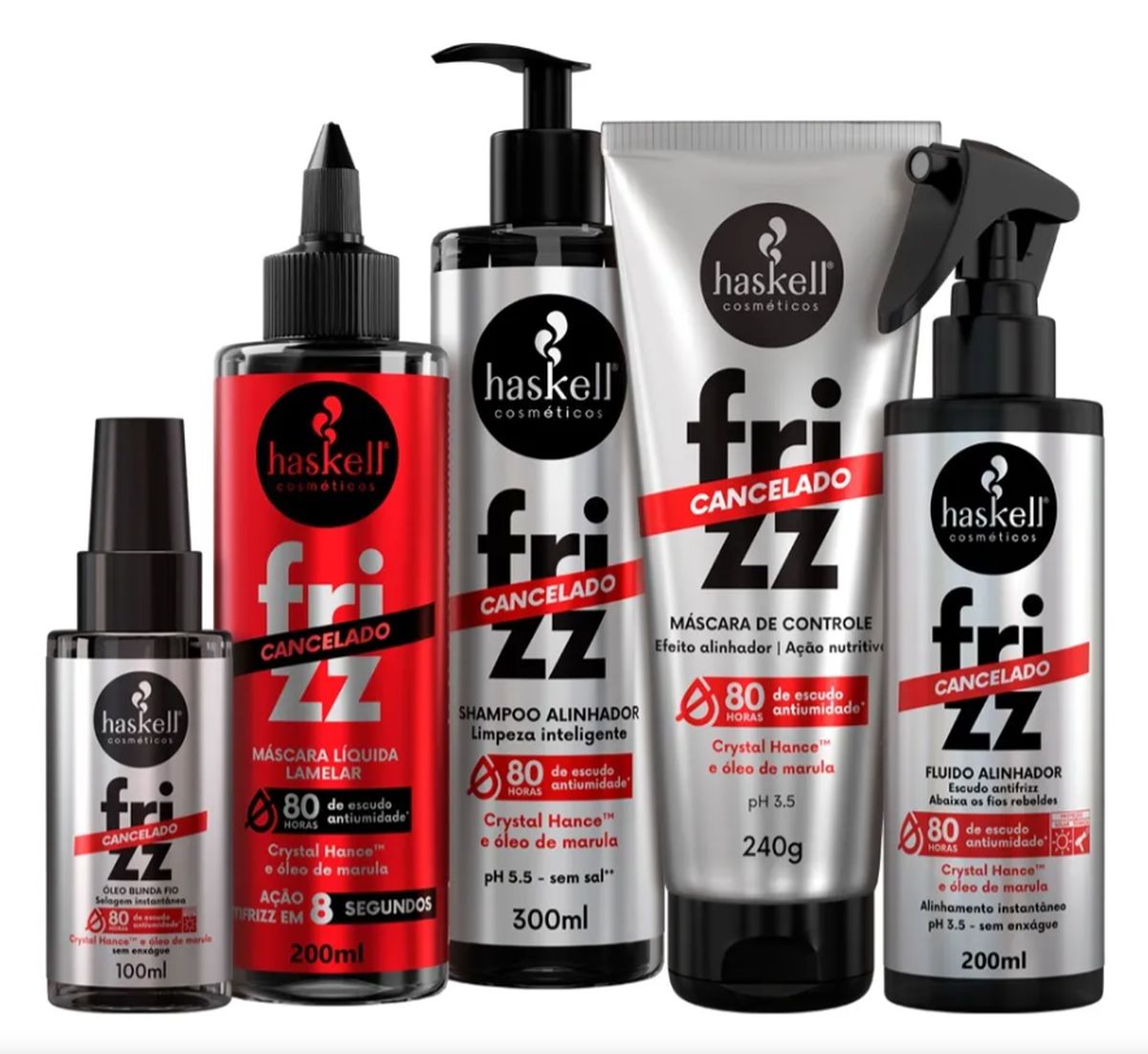 MASCARA LIQUIDA FRIZZ CANCELADO HASKELL 200ML COM ÓLEO BELLA FEMME 7ML