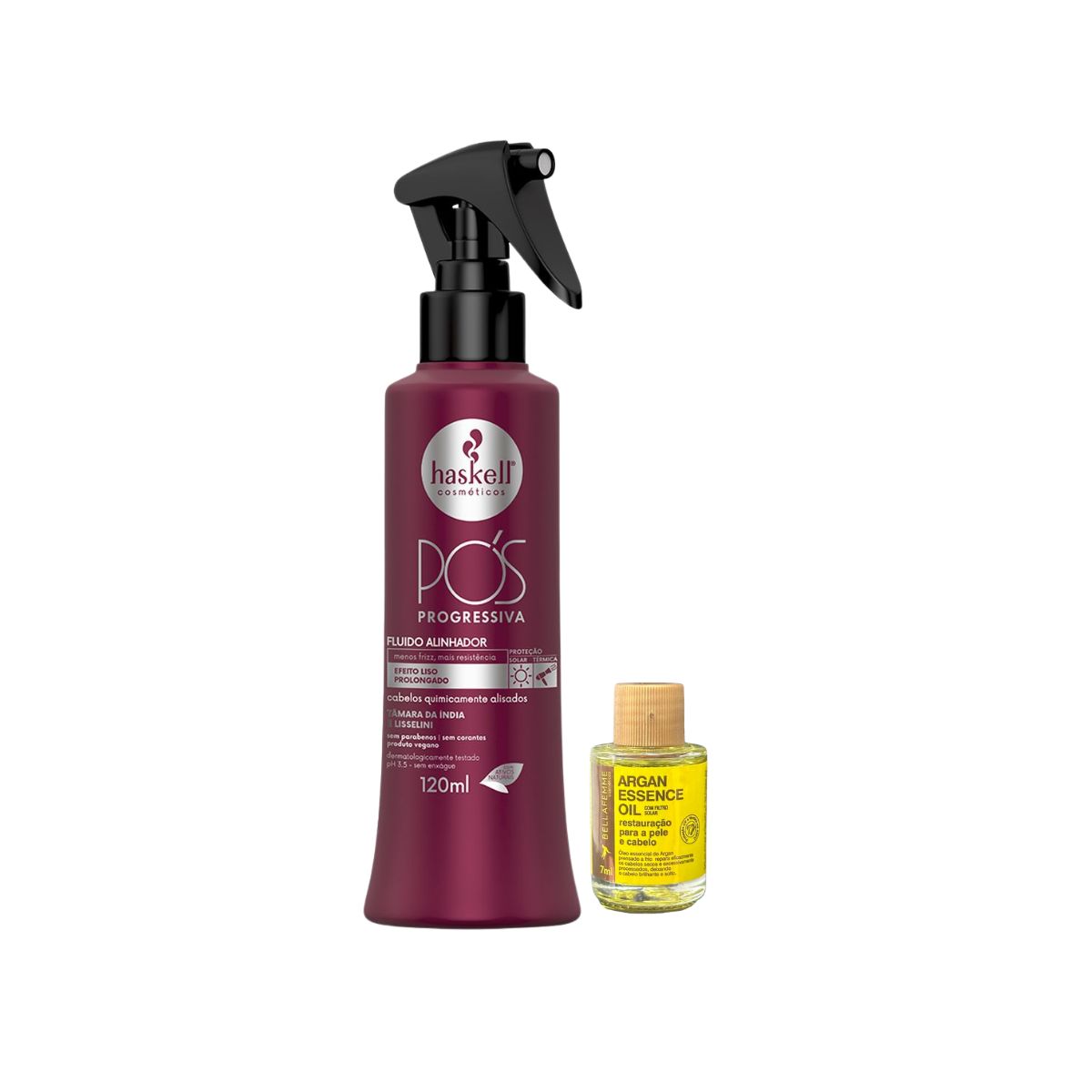 FLUÍDO CAPILAR PÓS PROGRESSIVA HASKELL 120ML COM ÓLEO BELLA FEMME 7ML