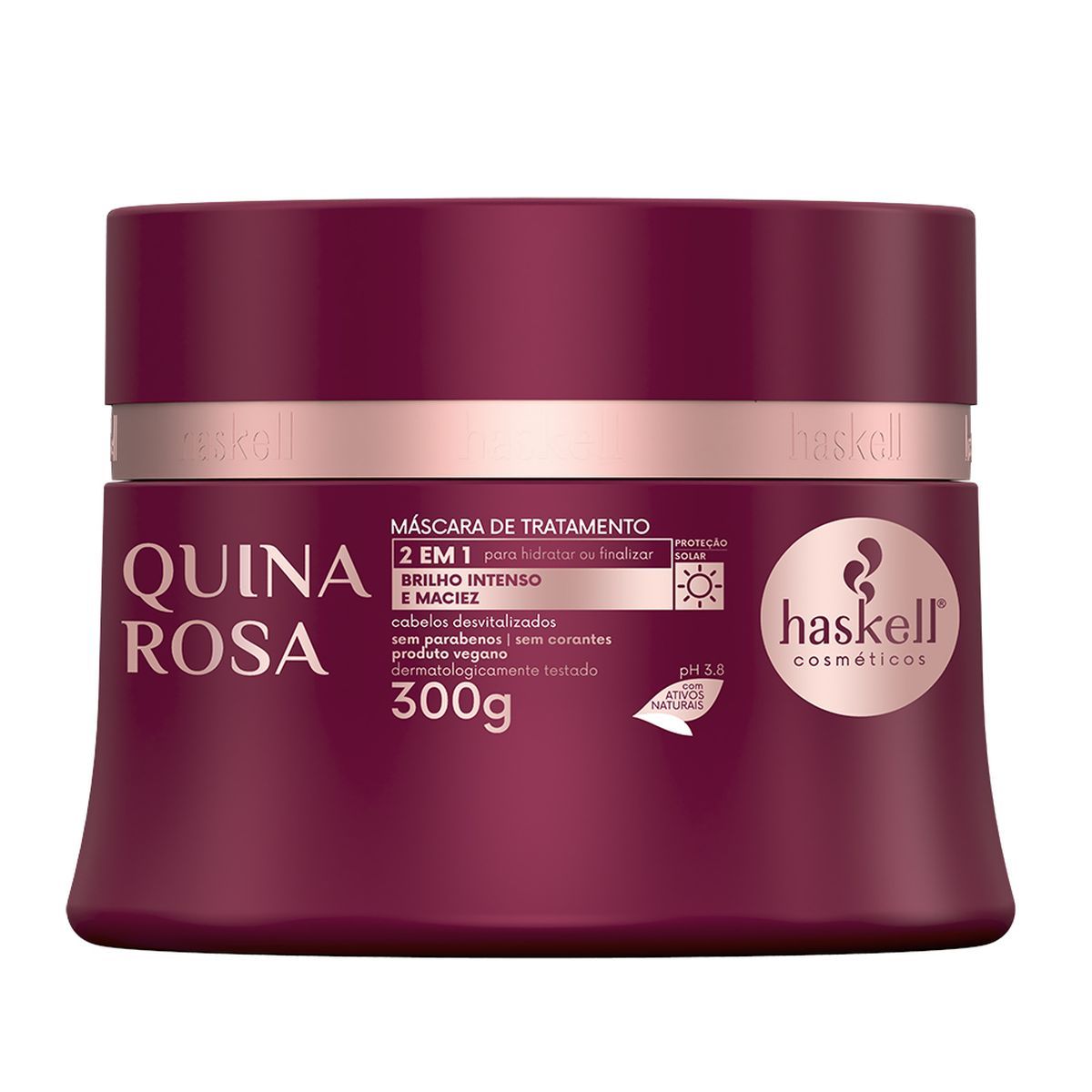 MÁSCARA DE HIDRATAÇÃO QUINA ROSA HASKELL 300G COM ÓLEO BELLA FEMME 7ML