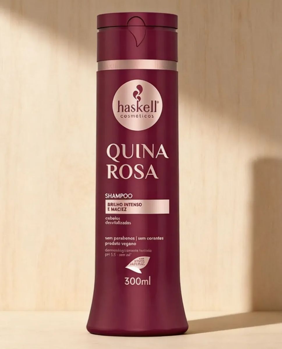 SHAMPOO QUINA ROSA HASKELL 300ML COM ÓLEO BELLA FEMME 7ML
