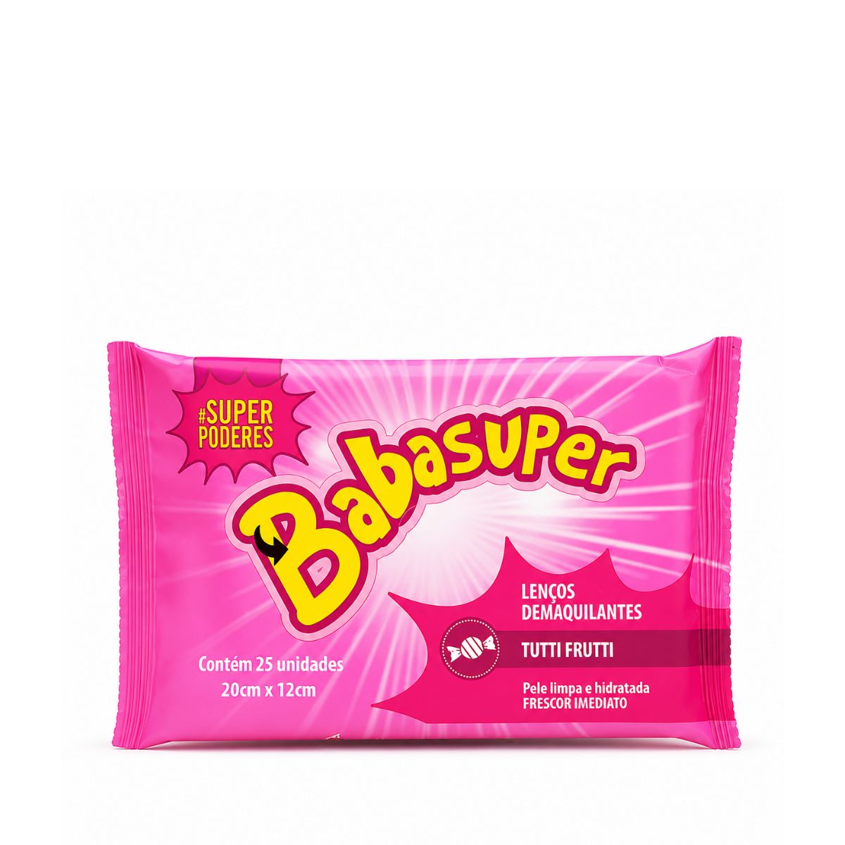 LENÇO DEMAQUILANTE BABASUPER TUTTI FRUTTI SUPER PODERES COM 25 UNIDADES