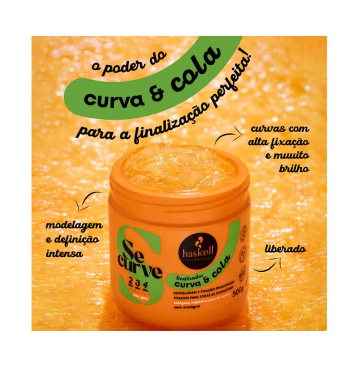 FINALIZADOR CURVA E COLA SE CURVE HASKELL 500G COM ÓLEO BELLA FEMME 7ML