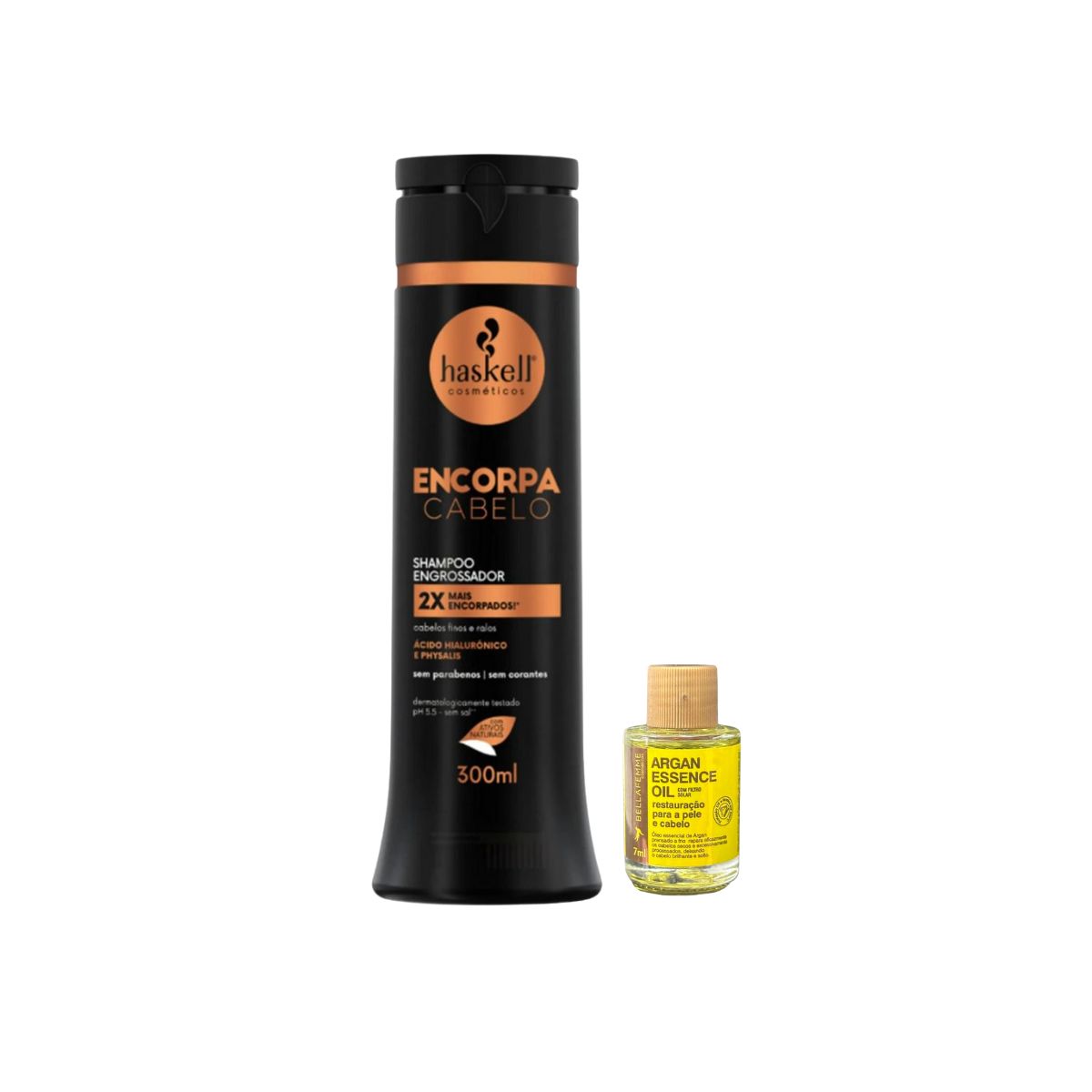 SHAMPOO ENCORPA CABELO HASKELL 300ML COM ÓLEO BELLA FEMME 7ML