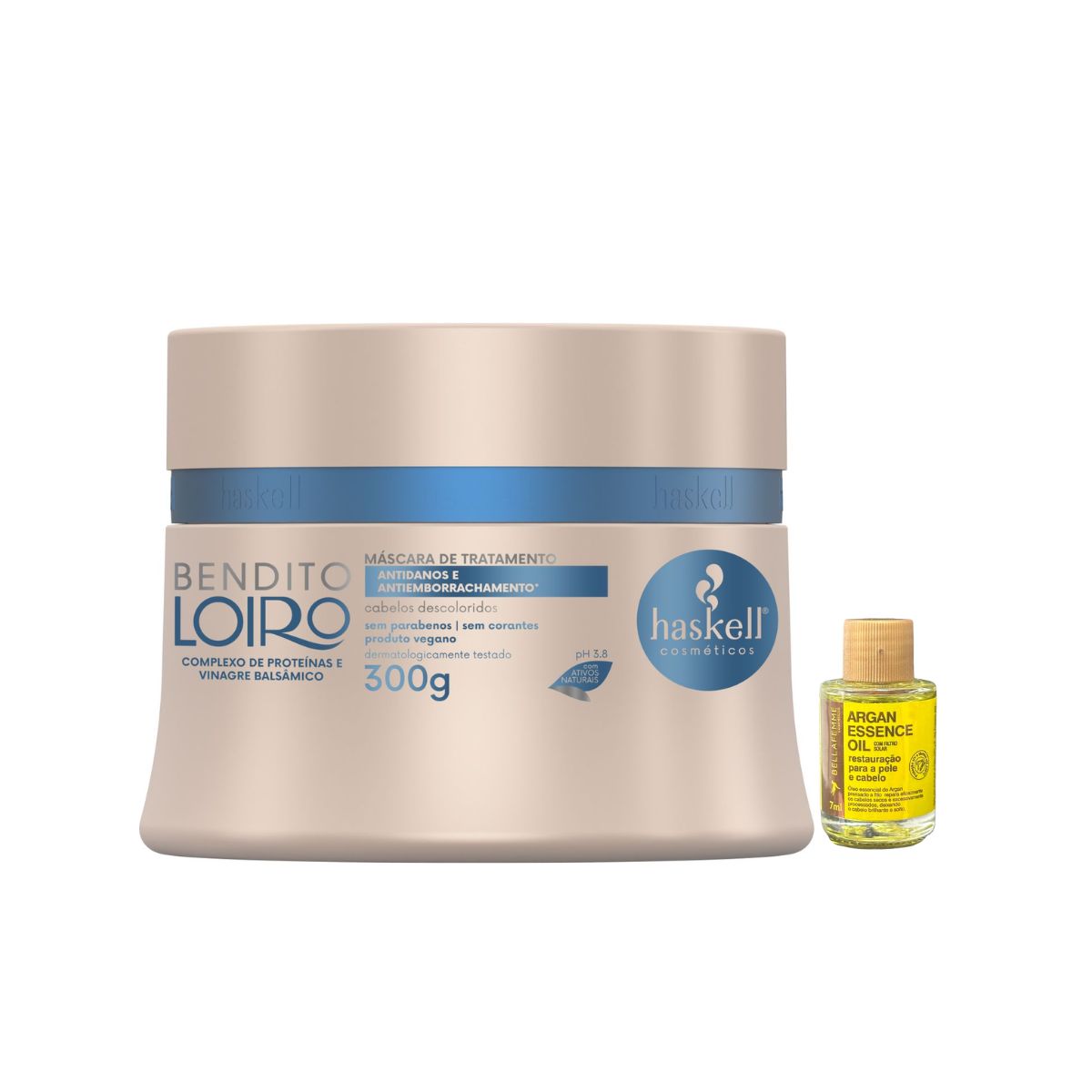 MÁSCARA BENDITO LOIRO HASKELL 300G COM ÓLEO BELLA FEMME 7ML