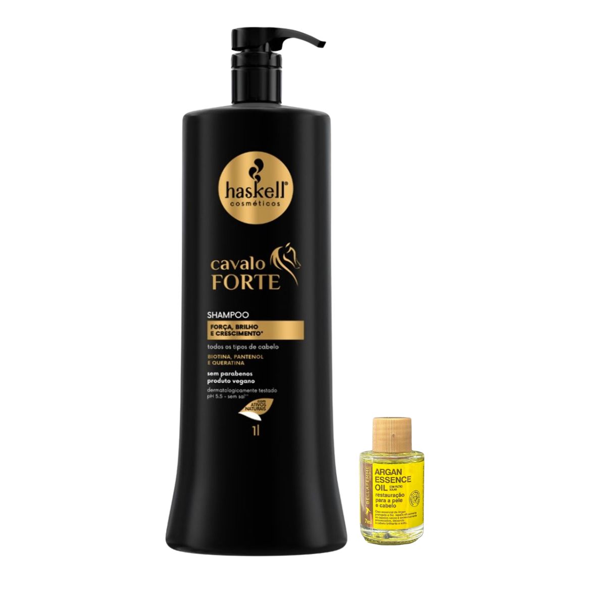 SHAMPOO CAVALO FORTE HASKELL 1L COM ÓLEO BELLA FEMME 7ML