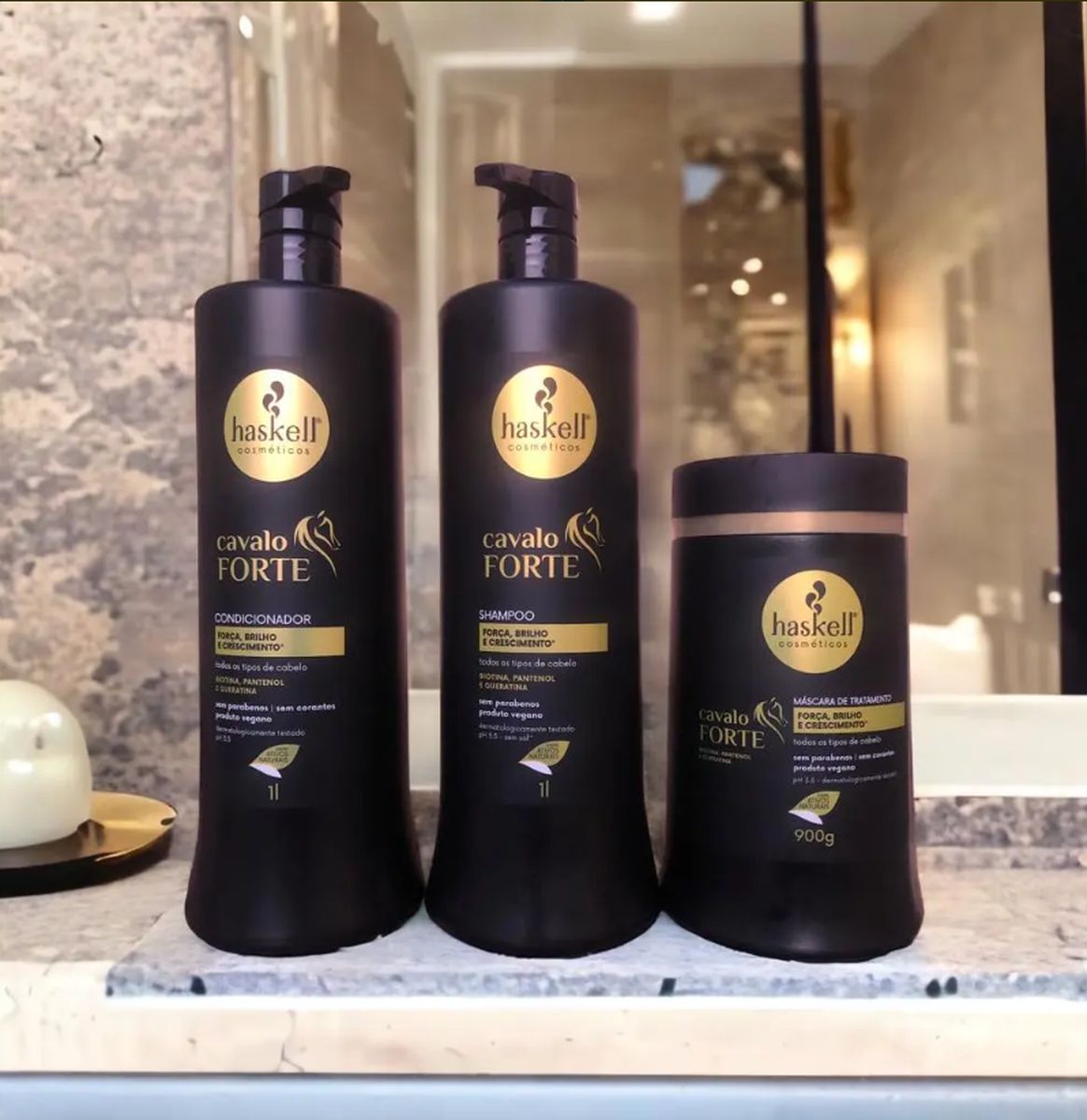 SHAMPOO CAVALO FORTE HASKELL 1L COM ÓLEO BELLA FEMME 7ML