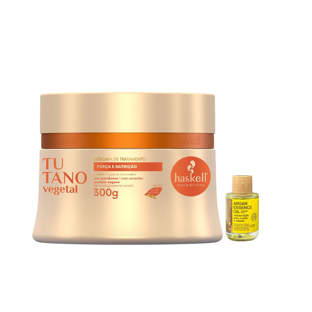 MÁSCARA DE HIDRATAÇÃO TUTANO HASKELL 300G COM ÓLEO BELLA FEMME 7ML