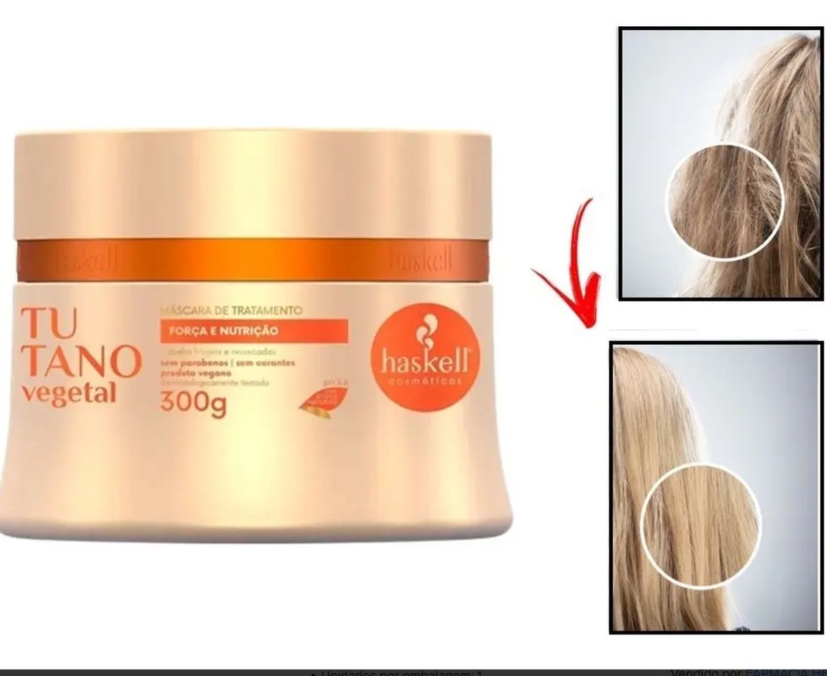 MÁSCARA DE HIDRATAÇÃO TUTANO HASKELL 300G COM ÓLEO BELLA FEMME 7ML