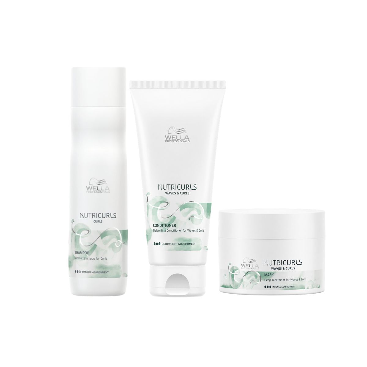 KIT NUTRICURLS WELLA SHAMPOO 250ML + CONDICIONADOR 200ML + MÁSCARA 150ML