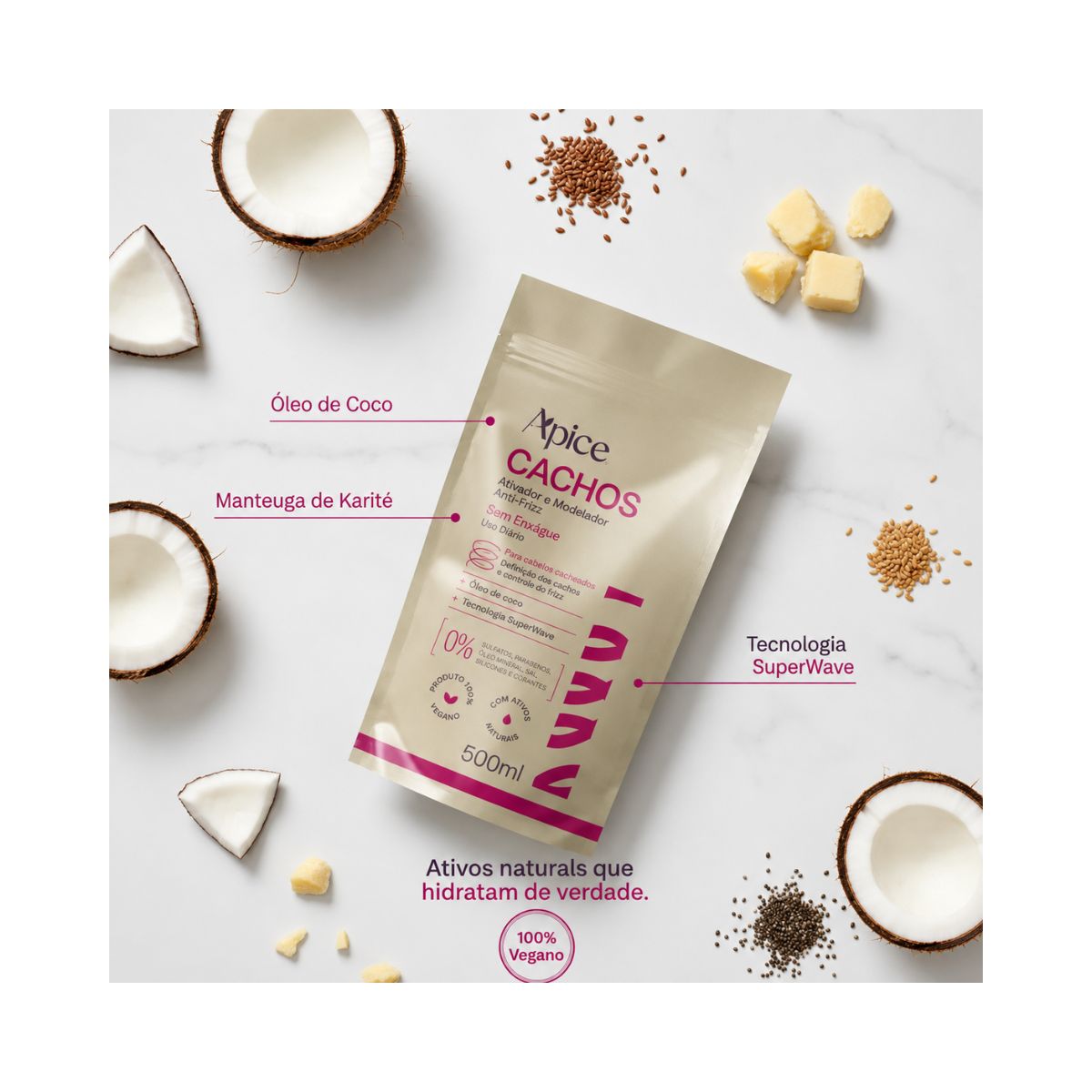 ATIVADOR MODELADOR CACHOS ANTI-FRIZZ REFIL APICE 500ML