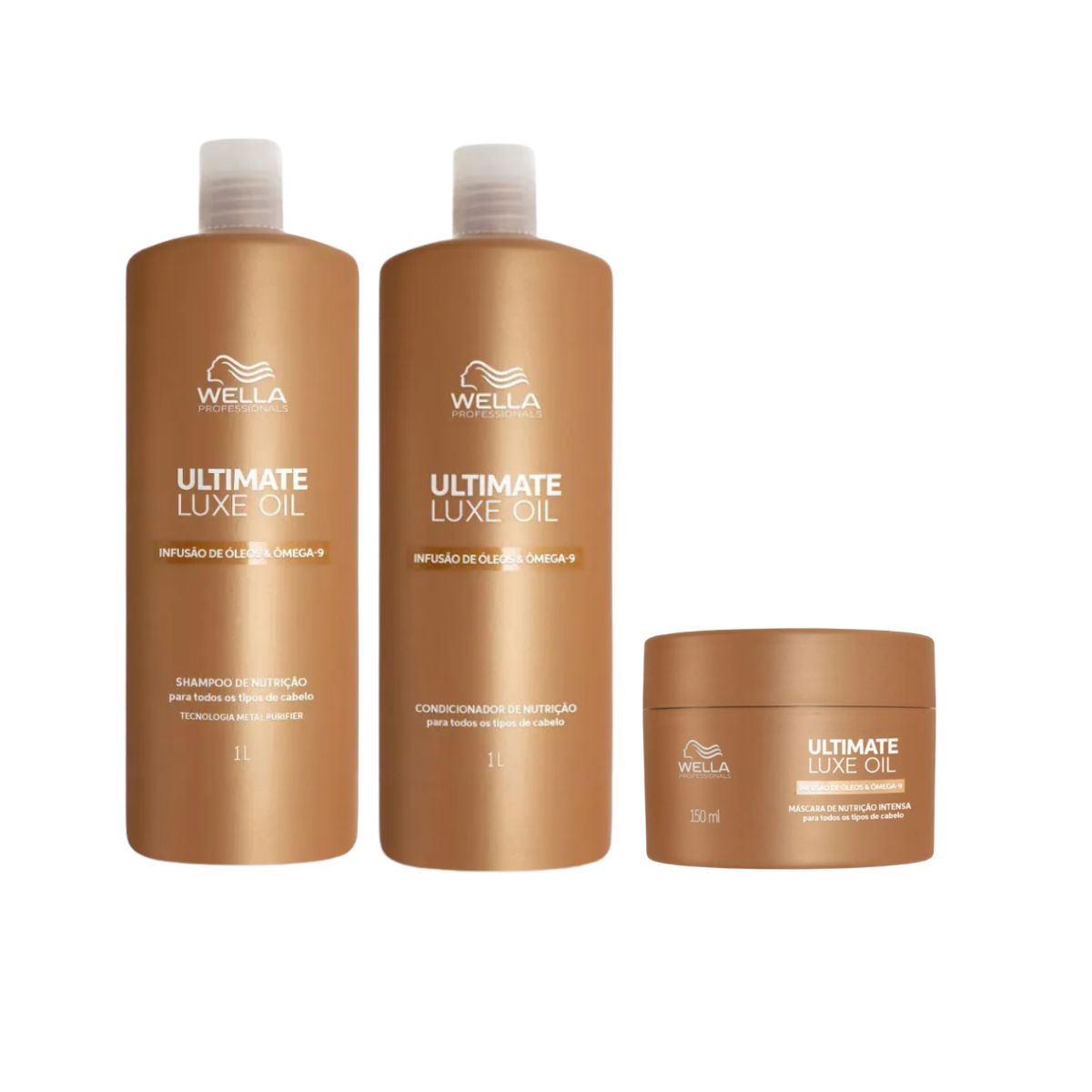 KIT ULTIMATE LUXE OIL WELLA NOVO SHAMPOO 1L + CONDICIONADOR 1L + MÁSCARA 150ML