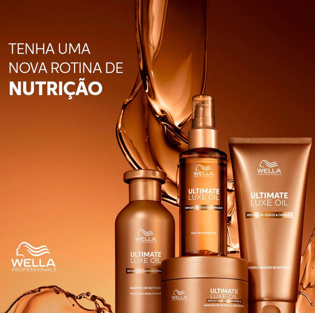 KIT ULTIMATE LUXE OIL WELLA NOVO SHAMPOO 1L + CONDICIONADOR 1L + MÁSCARA 150ML