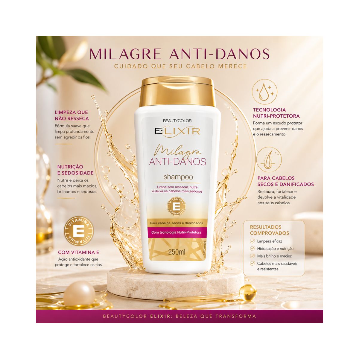 SHAMPOO ELIXIR MILAGRE ANTI-DANOS BEAUTY COLOR 250ML