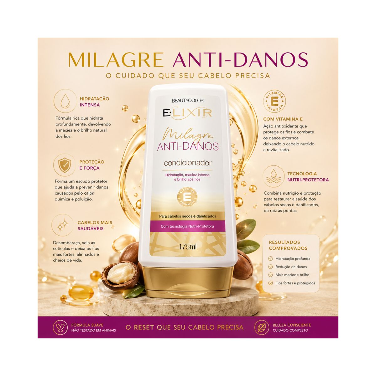 CONDICIONADOR ELIXIR MILAGRE ANTI-DANOS BEAUTY COLOR 175ML