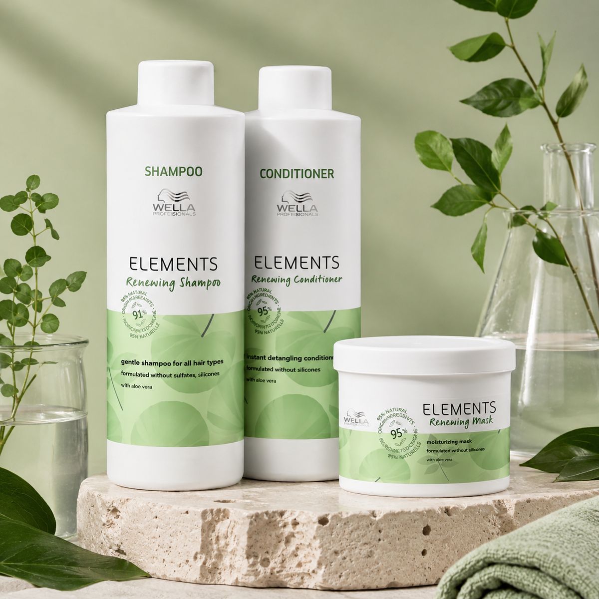 KIT ELEMENTS RENEWING NOVO SHAMPOO 1L + CONDICIONADOR 1L+ MÁSCARA 500ML