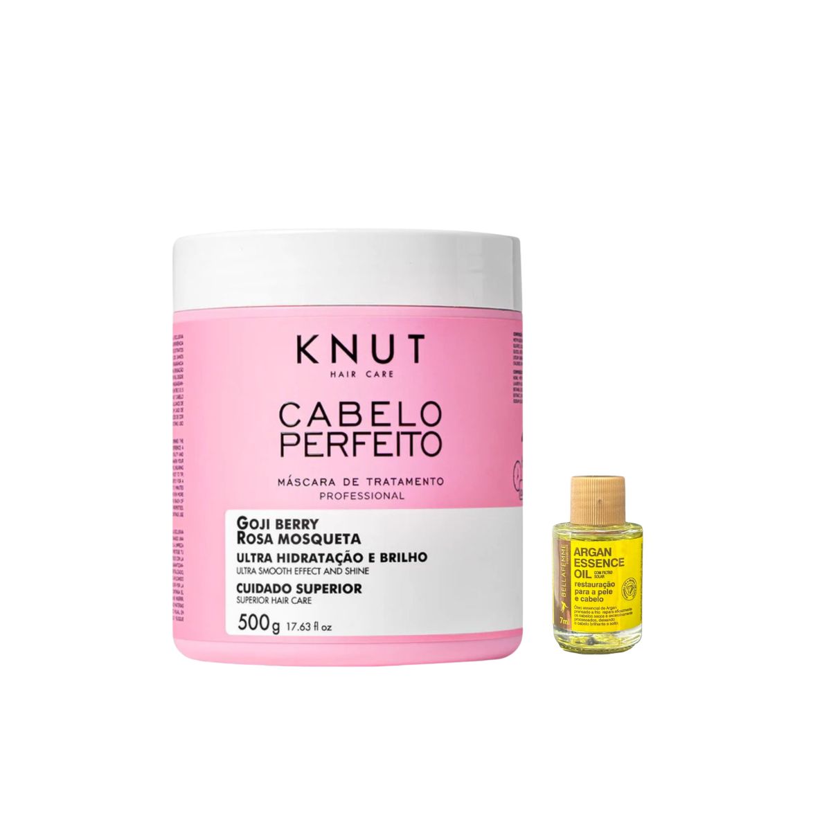 KIT KNUT MÁSCARA CABELO PERFEITO 500G COM ÓLEO BELLA 7ML