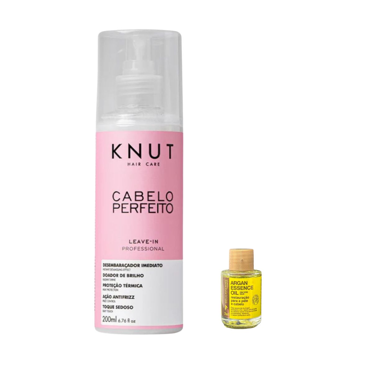 KIT KNUT LEAVE-IN SPRAY CABELO PERFEITO 200ML COM ÓLEO 7ML