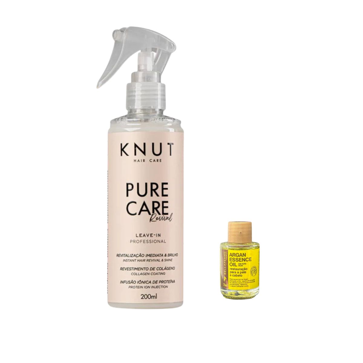 KIT KNUT LEAVE-IN SPRAY PURE CARE REVIVAL 200ML COM ÓLEO 7ML