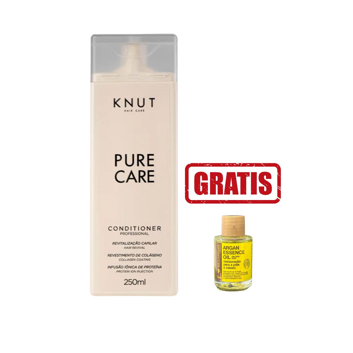 KIT KNUT CONDICIONADOR PURE CARE 250ML COM ÓLEO 7ML