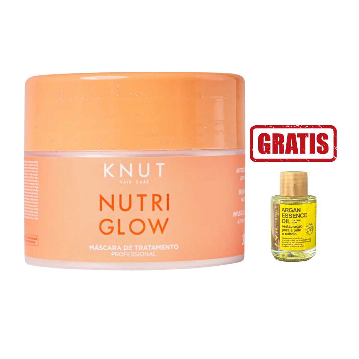 KIT KNUT MÁSCARA NUTRIGLOW 300G COM ÓLEO 7ML