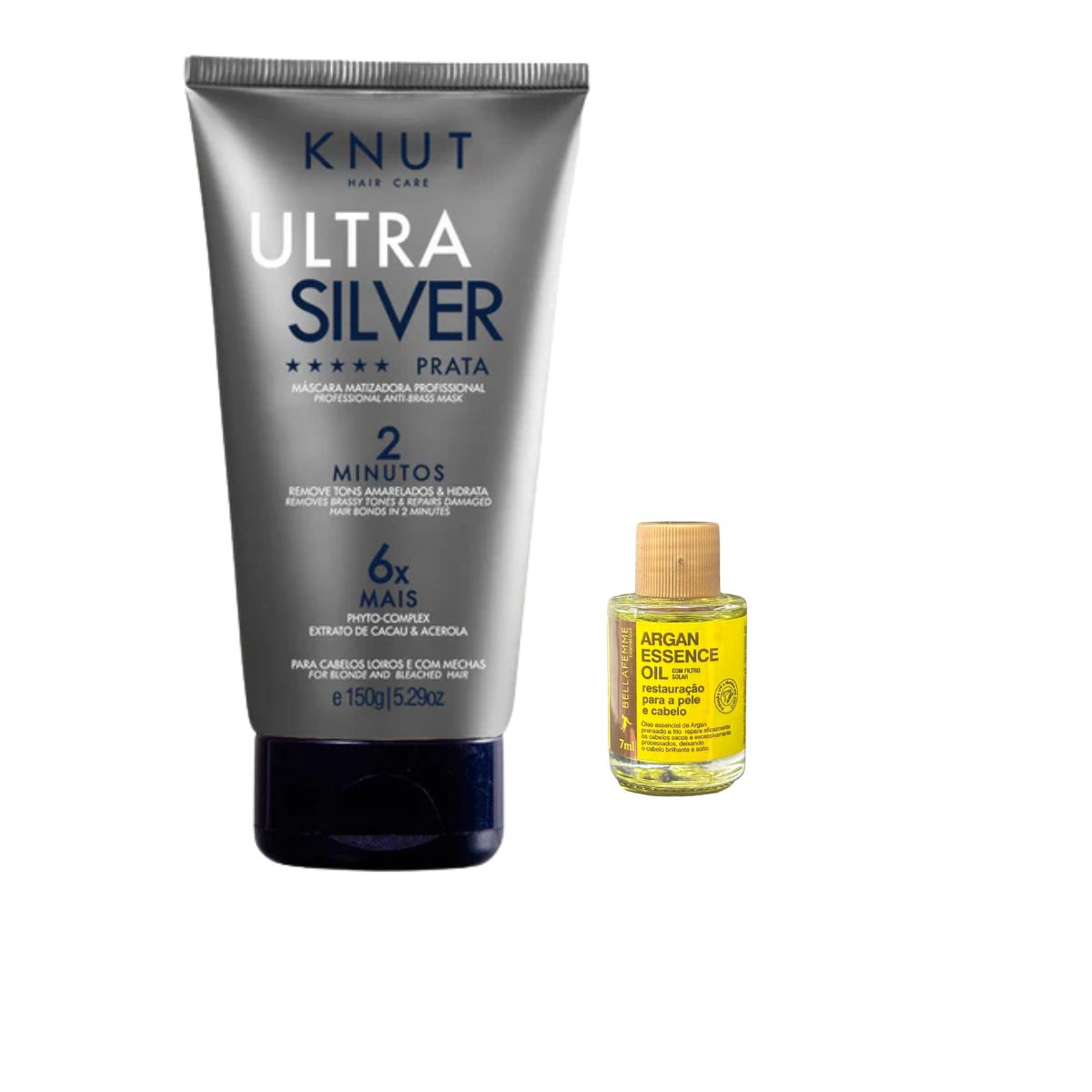 KIT KNUT MÁSCARA ULTRA SILVER PLATINUM 150G COM ÓLEO 7ML