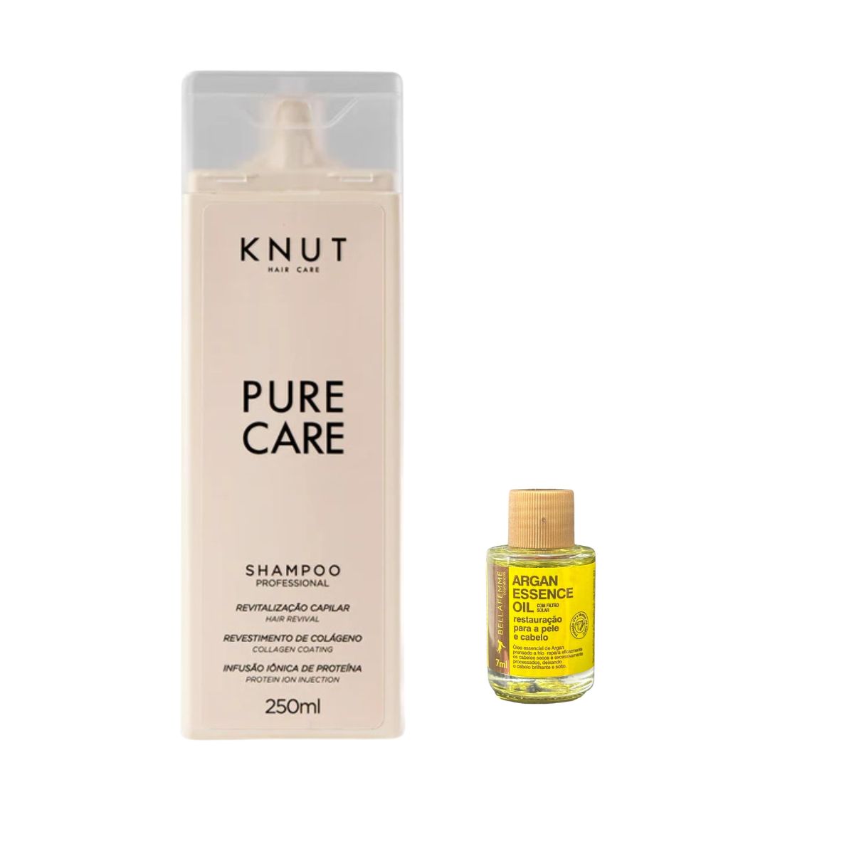 KIT SHAMPOO PURE CARE KNUT 250ML COM ÓLEO DE 7ML