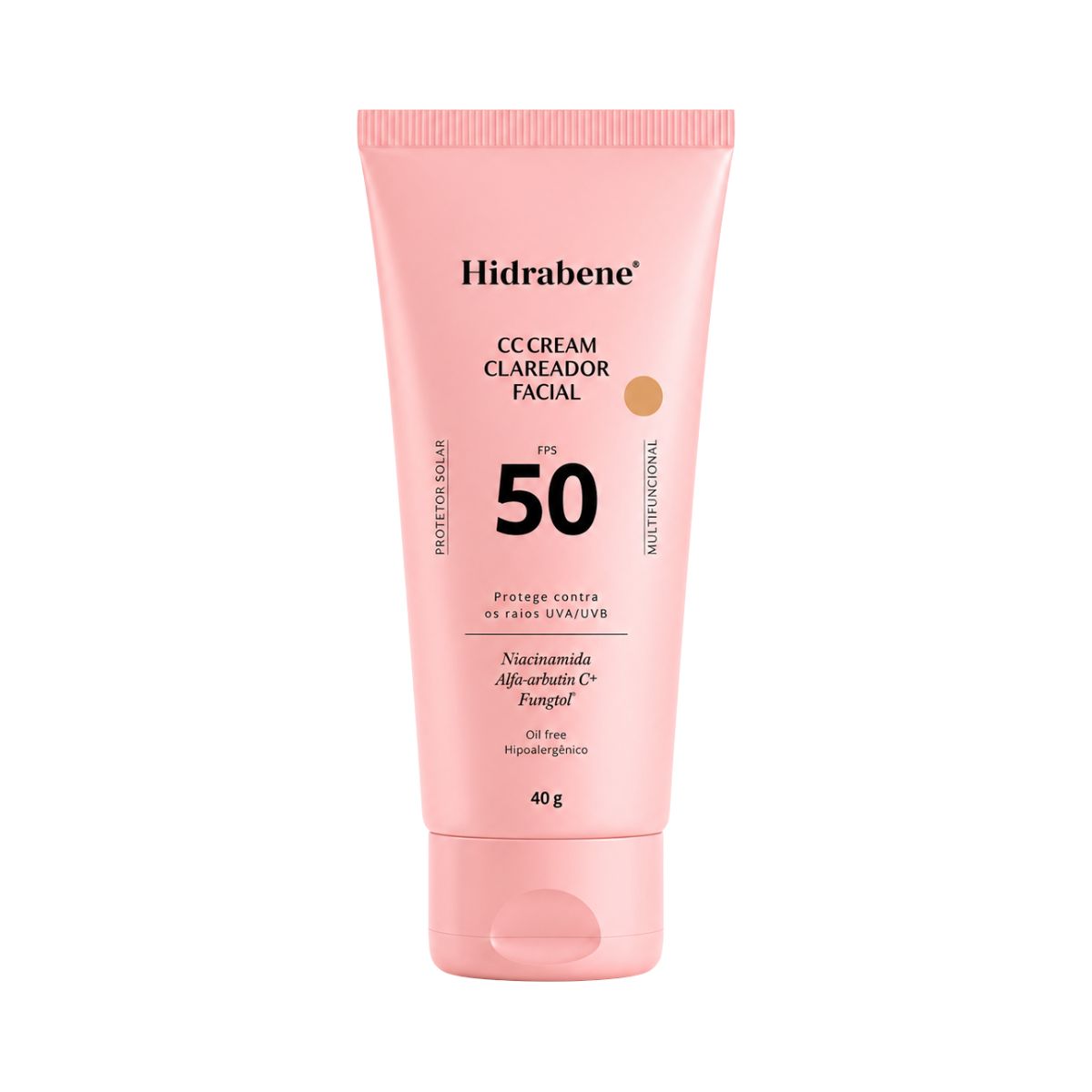 KIT HIDRABENE CC CREAM CLAREADOR FPS50 40G + ESPONJA DE MAQUIAGEM + AMPOLA VIT E