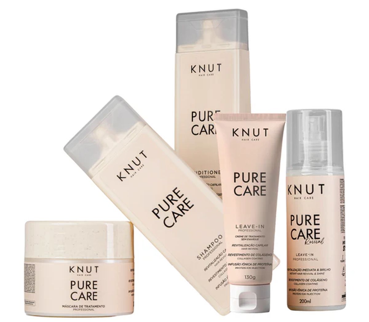 KIT KNUT LEAVE-IN CREME PURE CARE 130G COM ÓLEO 7 ML