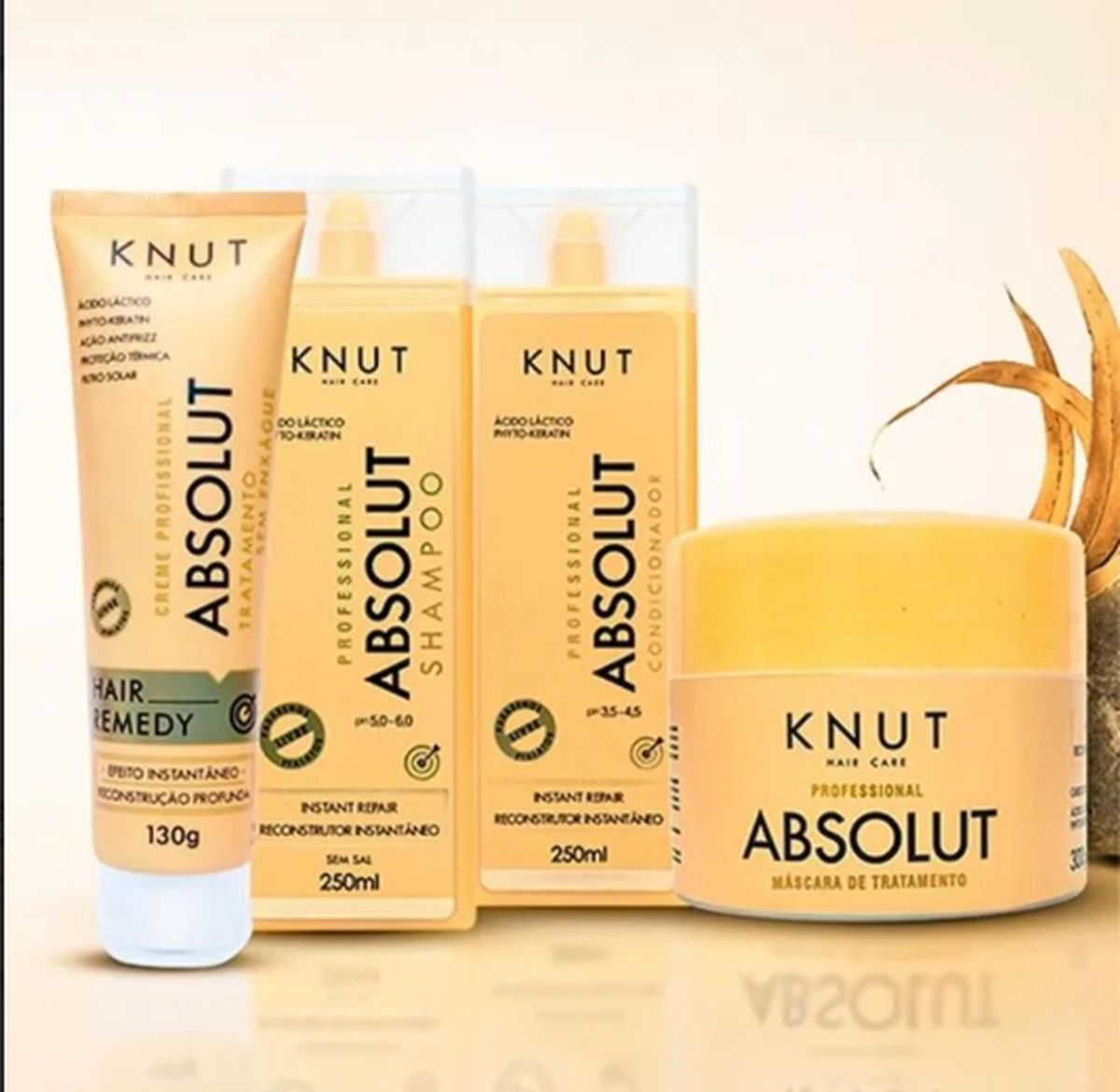KIT KNUT SHAMPOO + CONDICIONADOR + MINI MÁSCARA ABSOLUT COM ÓLEO 7ML