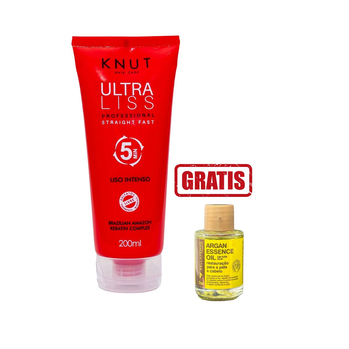 KIT KNUT CREME ULTRA LISS LISO INTENSO 200ML COM ÓLEO 7ML