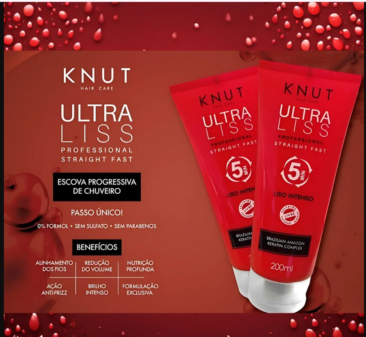 KIT KNUT CREME ULTRA LISS LISO INTENSO 200ML COM ÓLEO 7ML