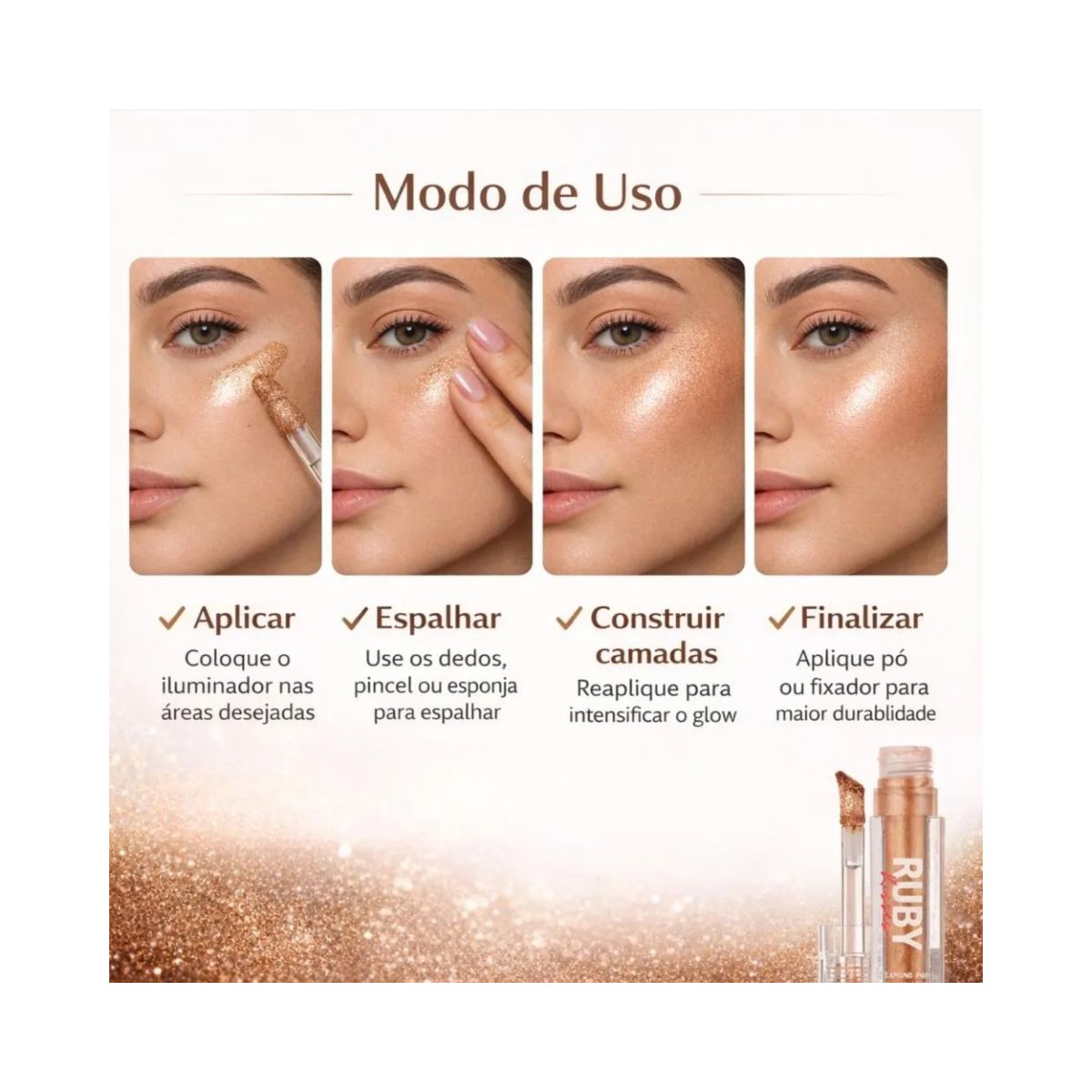 ILUMINADOR LÍQUIDO BRONZE DIAMOND POP RUBY KISSES