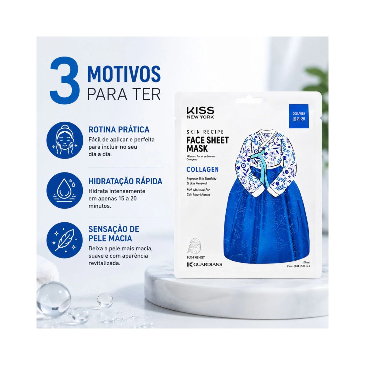 MÁSCARA FACIAL SHEET COLLAGEN KISS NEW YORK