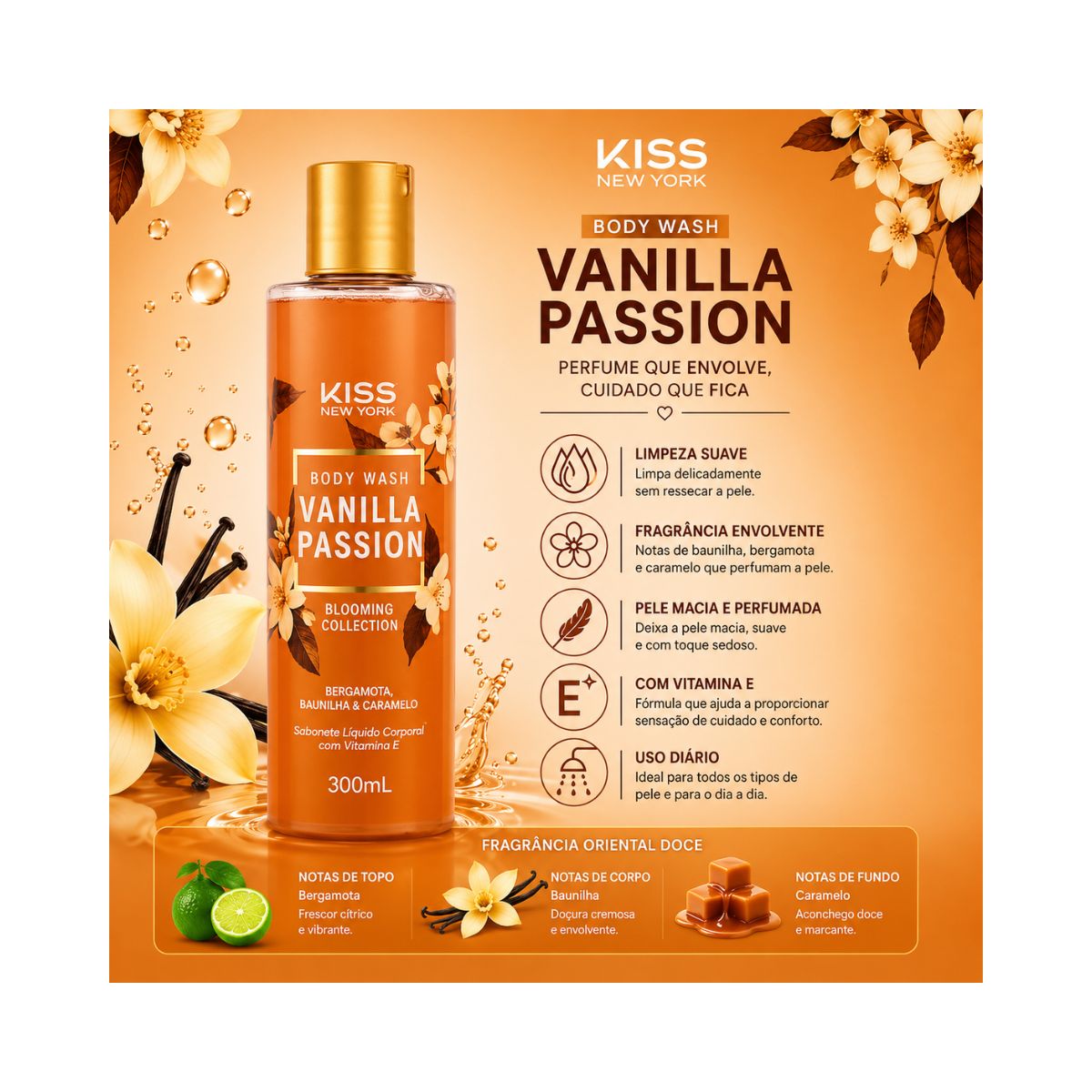 SABONETE LÍQUIDO CORPORAL VANILLA PASSION KISS NEW YORK