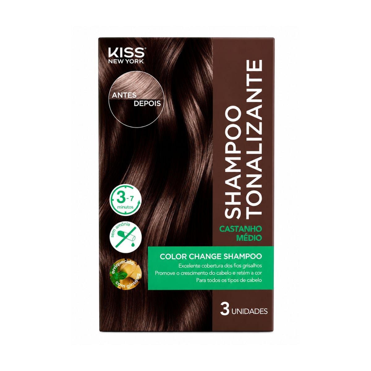 SHAMPOO TONALIZANTE COLOR CHANGE CASTANHO MÉDIO KISS NEW YORK