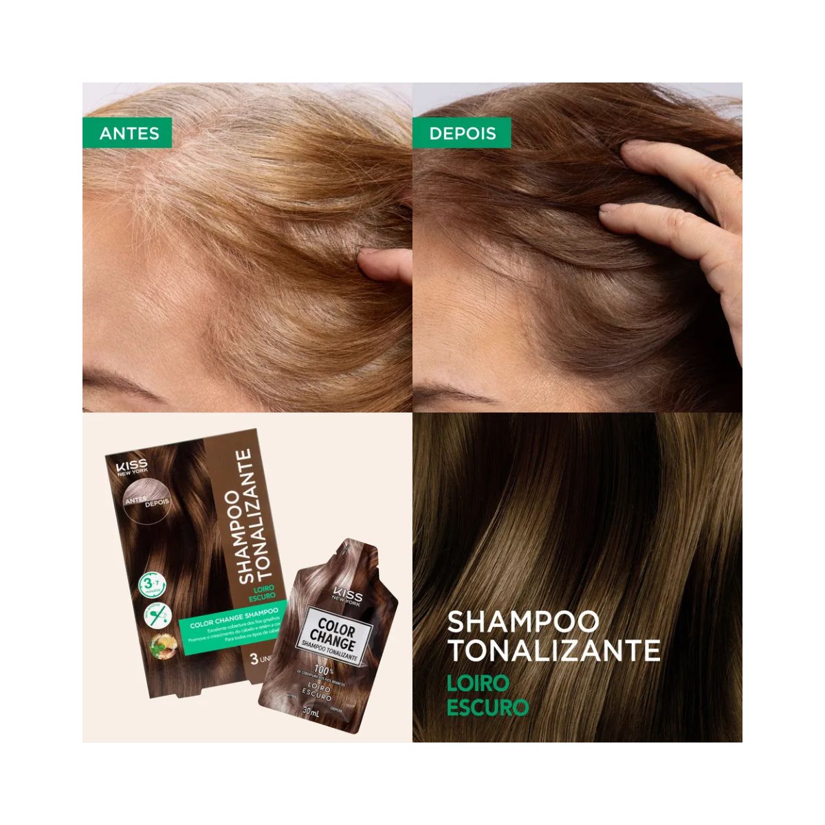 SHAMPOO TONALIZANTE COLOR CHANGE LOIRO ESCURO KISS NEW YORK