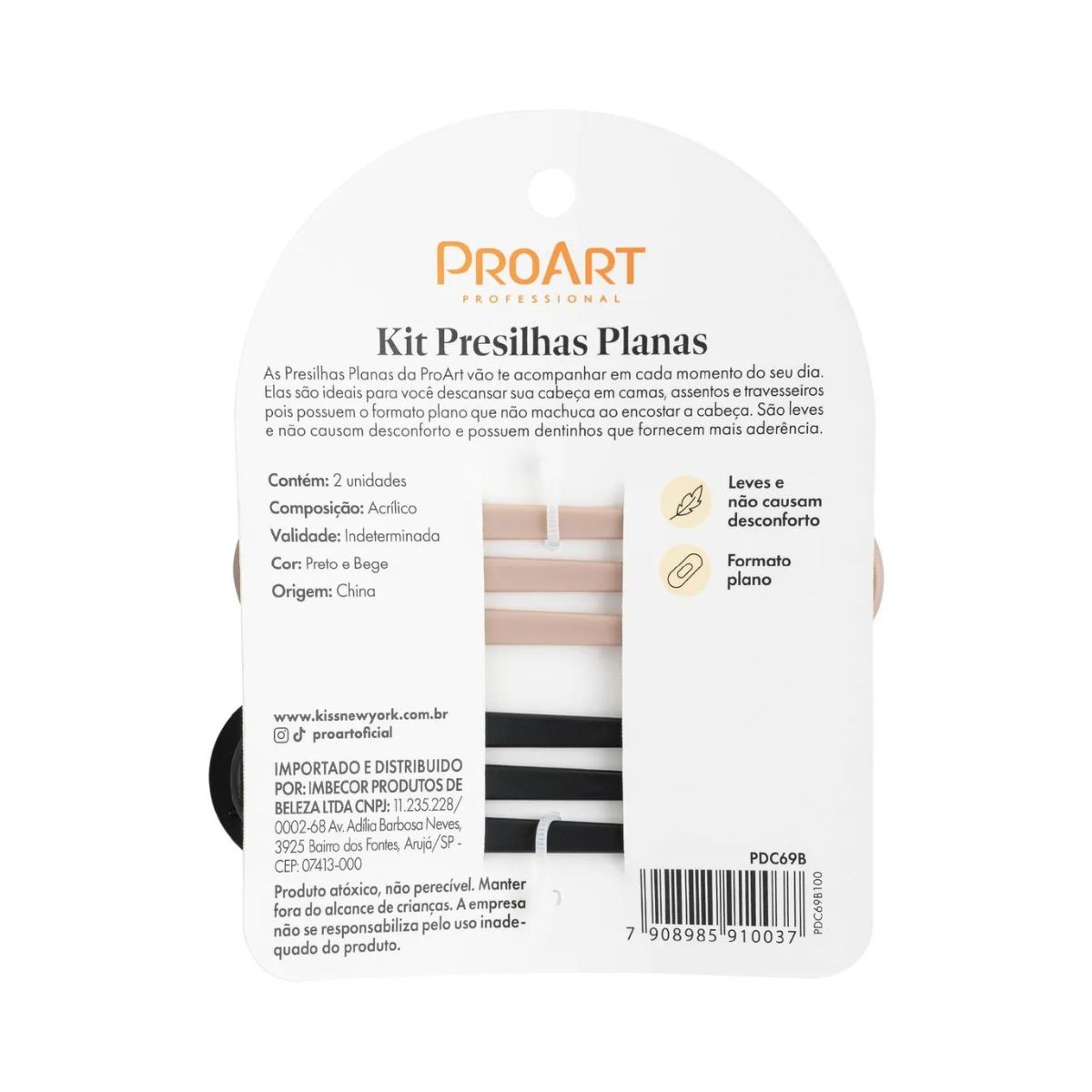 KIT PROART PRESILHAS PLANAS BLAC AND BEG LARGE