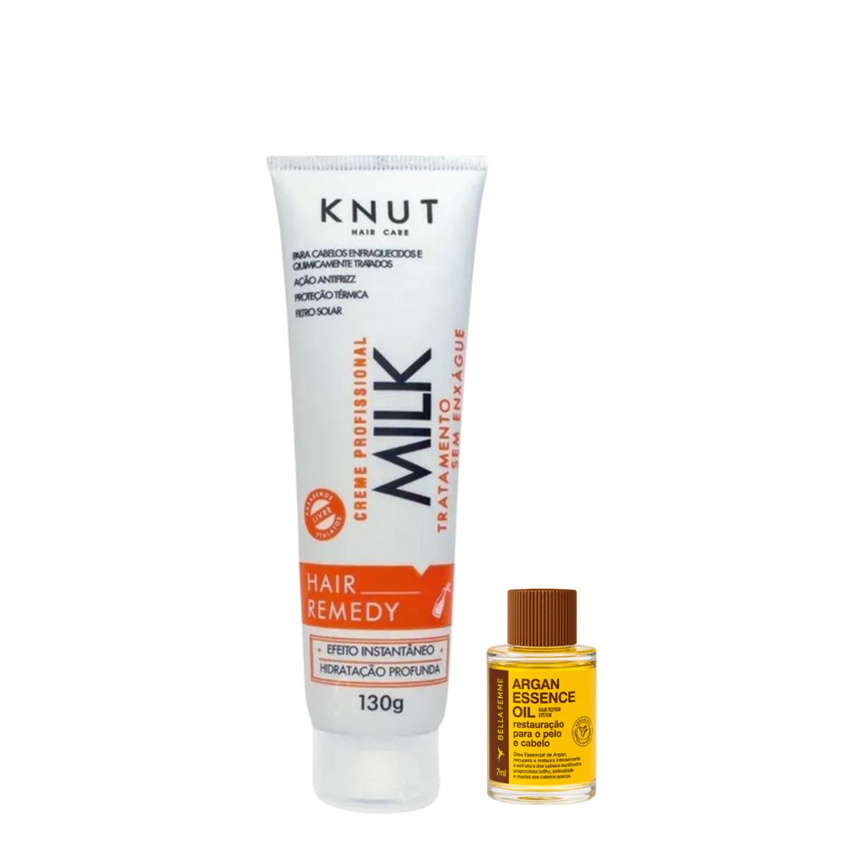 KIT KNUT CREME HAIR REMEDY MILK 130G COM OLEO 7ML