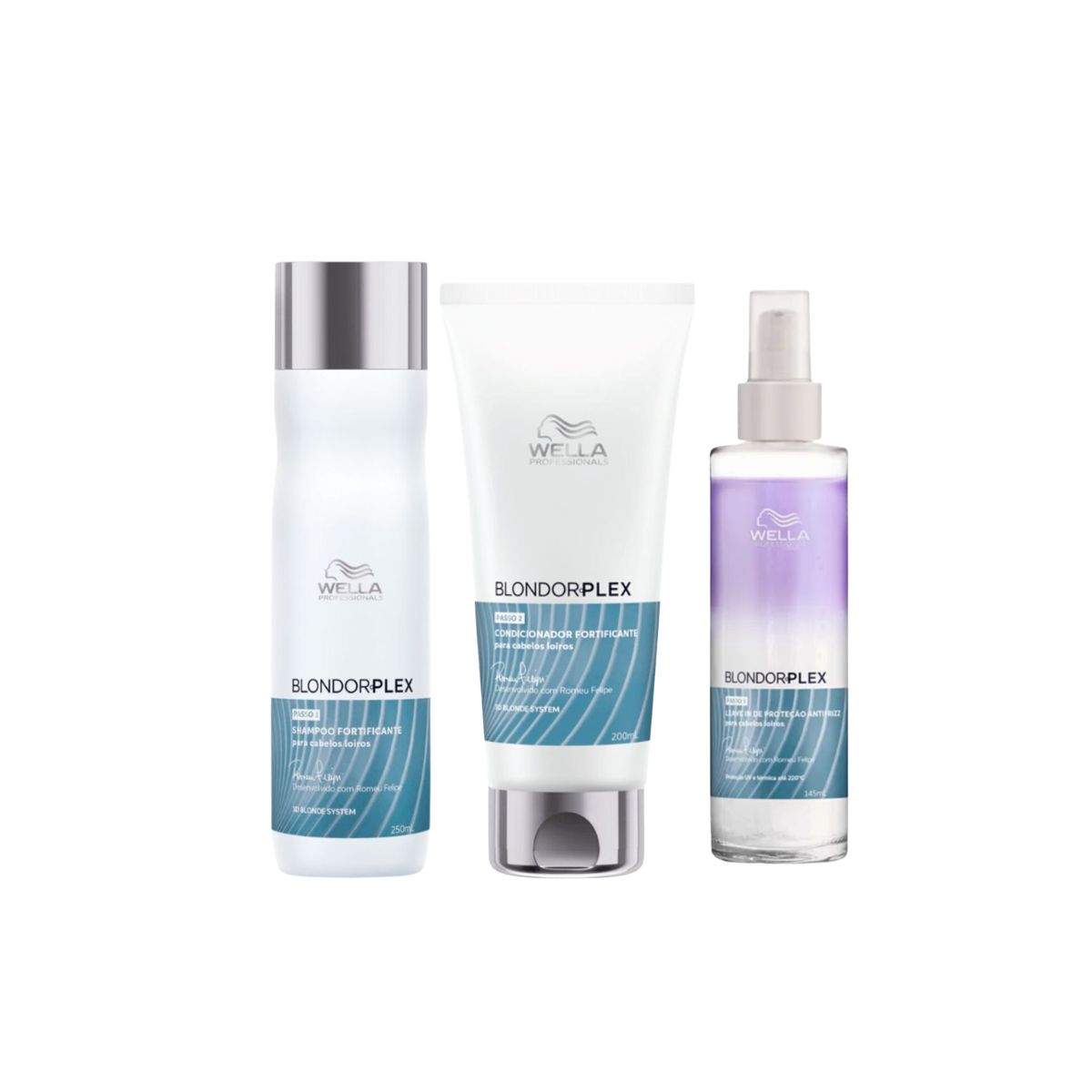KIT BLONDORPLEX WELLA SHAMPOO 250ML + CONDICIONADOR 200ML + LEAVE-IN 145ML