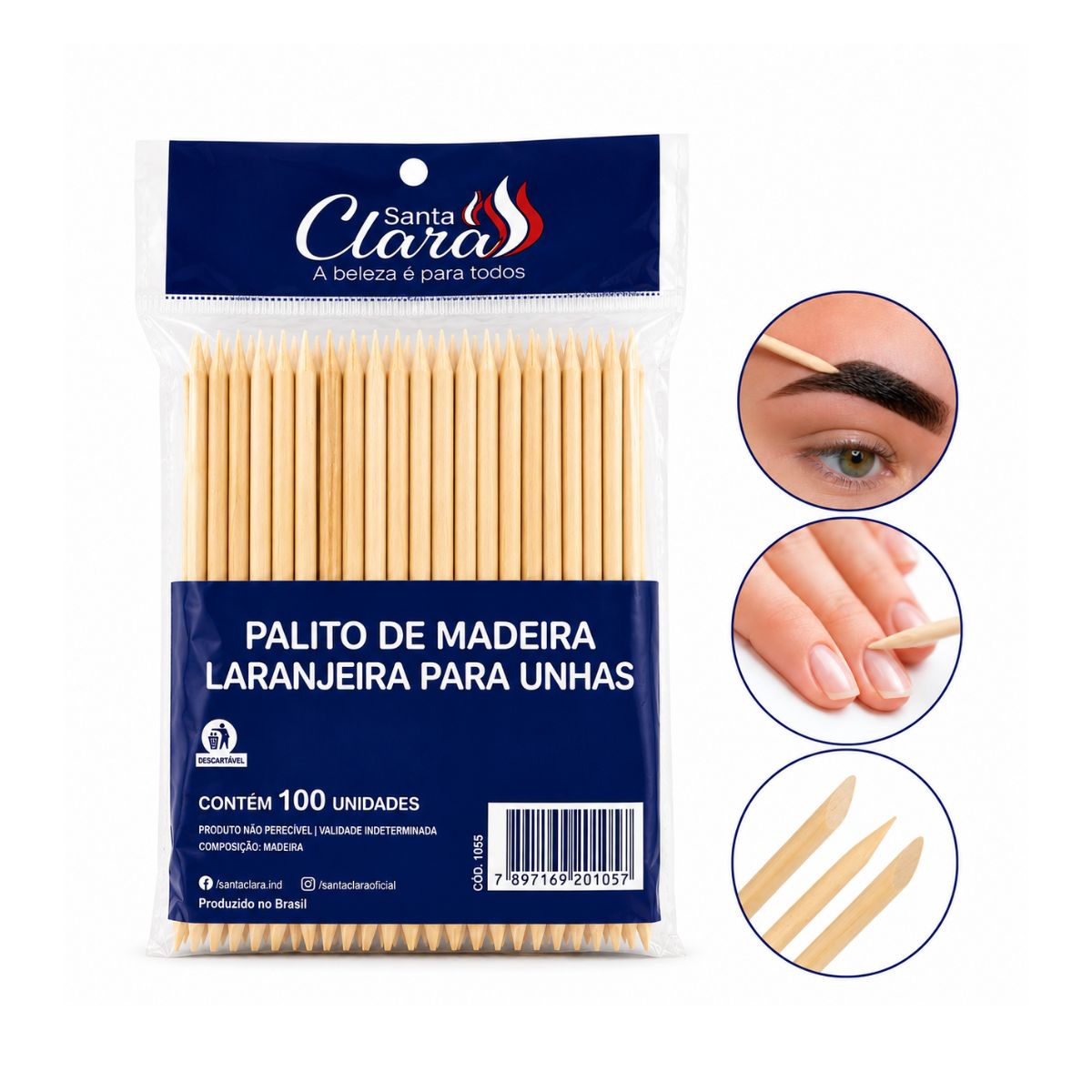 PALITO LARANJEIRA PARA UNHA COM 100 UNIDADES