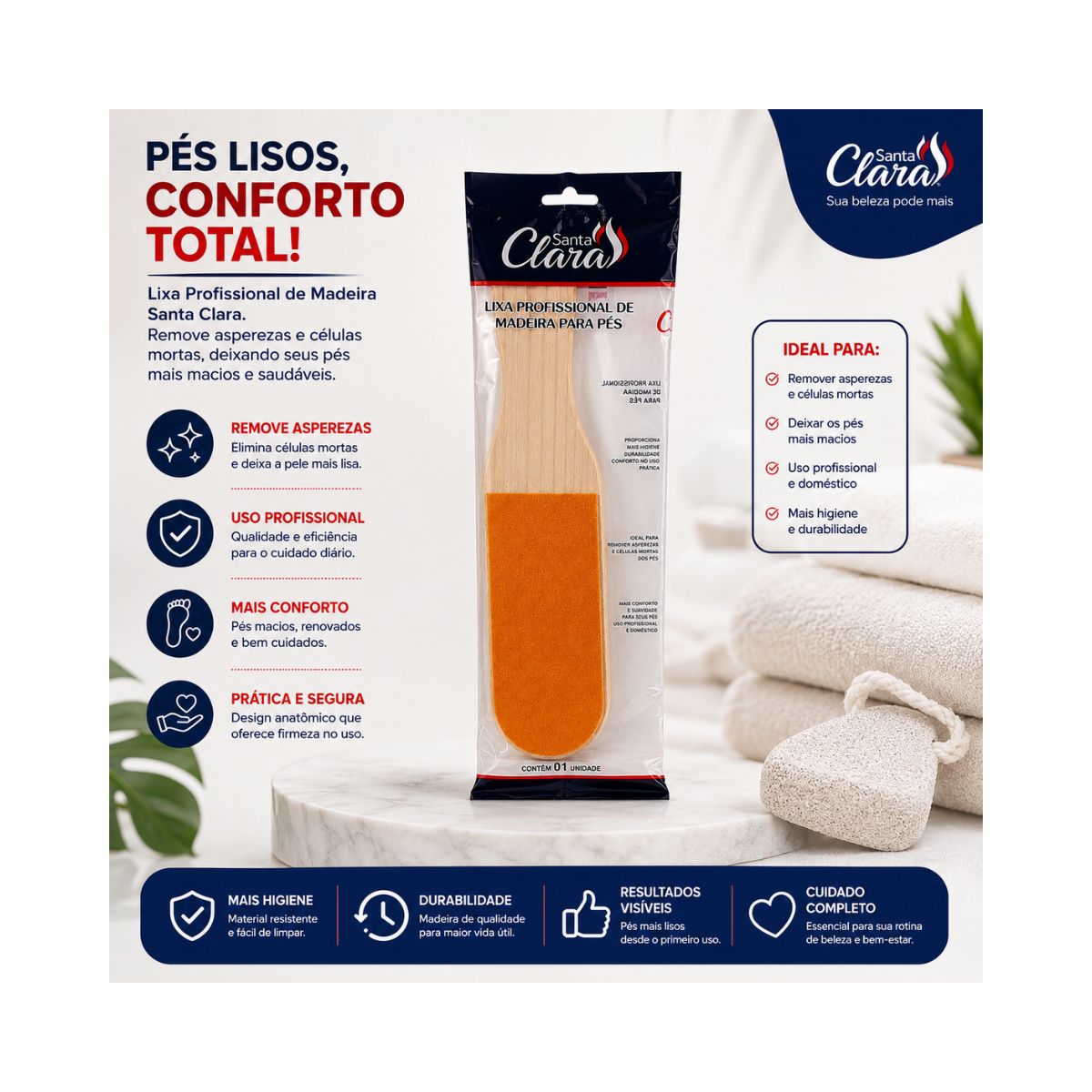 LIXA MADEIRA PROFISSIONAL PARA OS PÉS SANTA CLARA