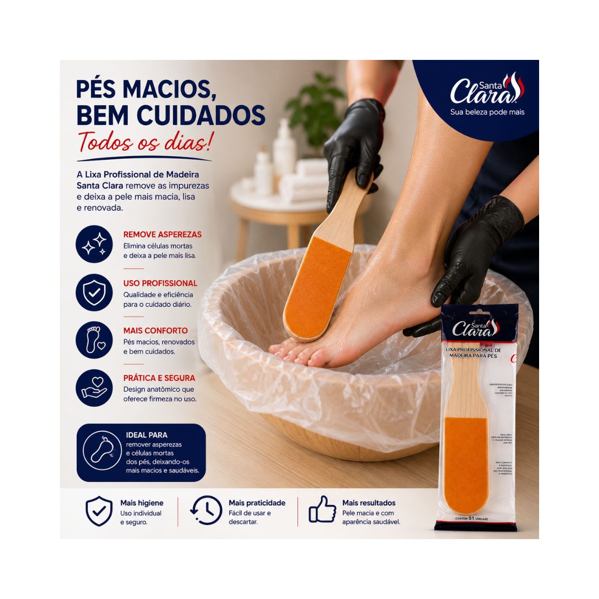 LIXA MADEIRA PROFISSIONAL PARA OS PÉS SANTA CLARA