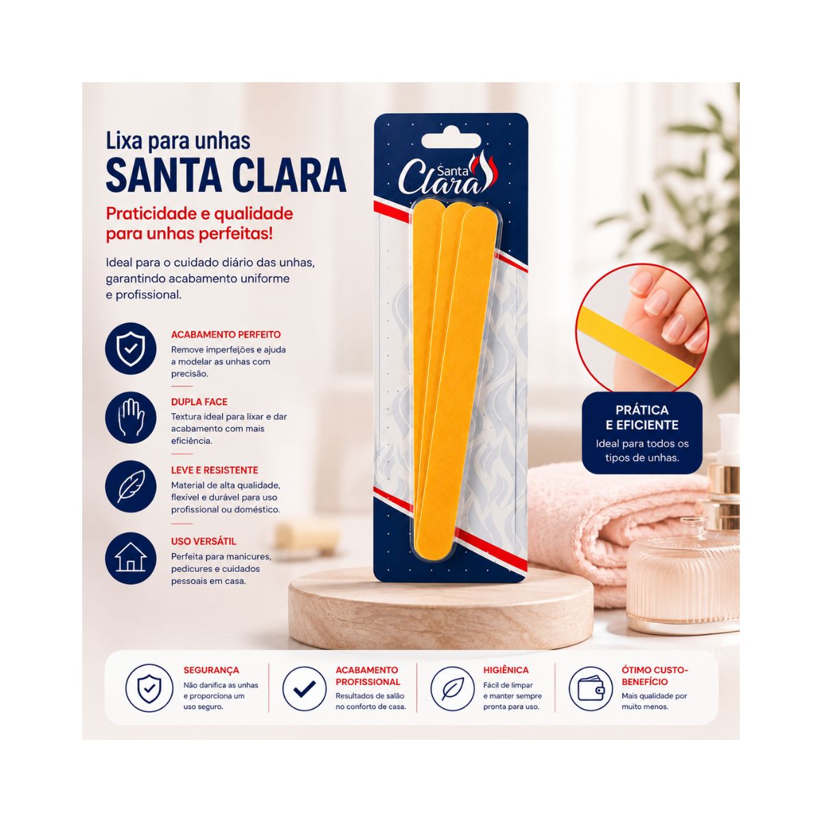LIXA BIG PARDA PARA UNHAS COM 3 UNIDADES SANTA CLARA