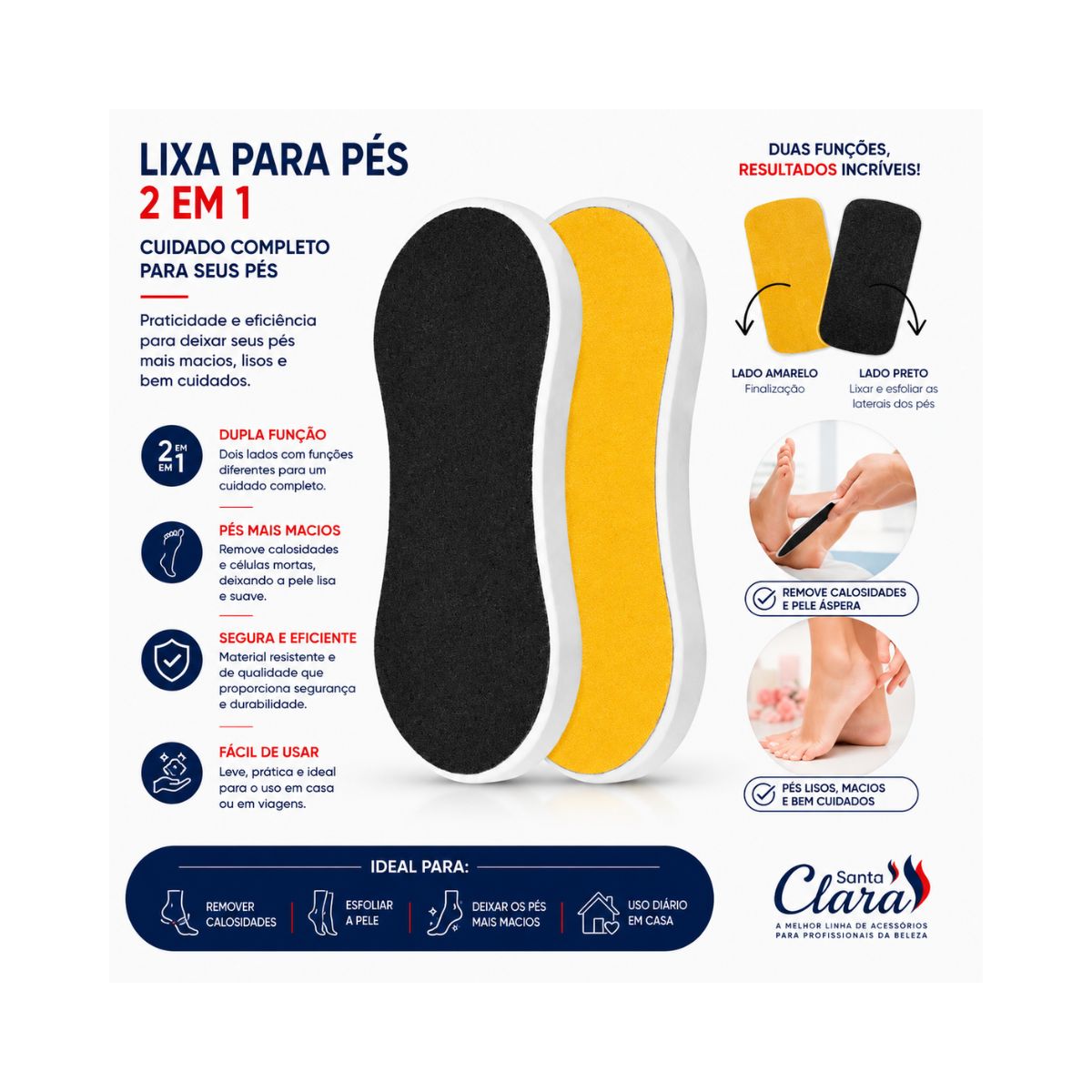 LIXA E.V.A PRETO COM AMARELO PARA OS PÉS
