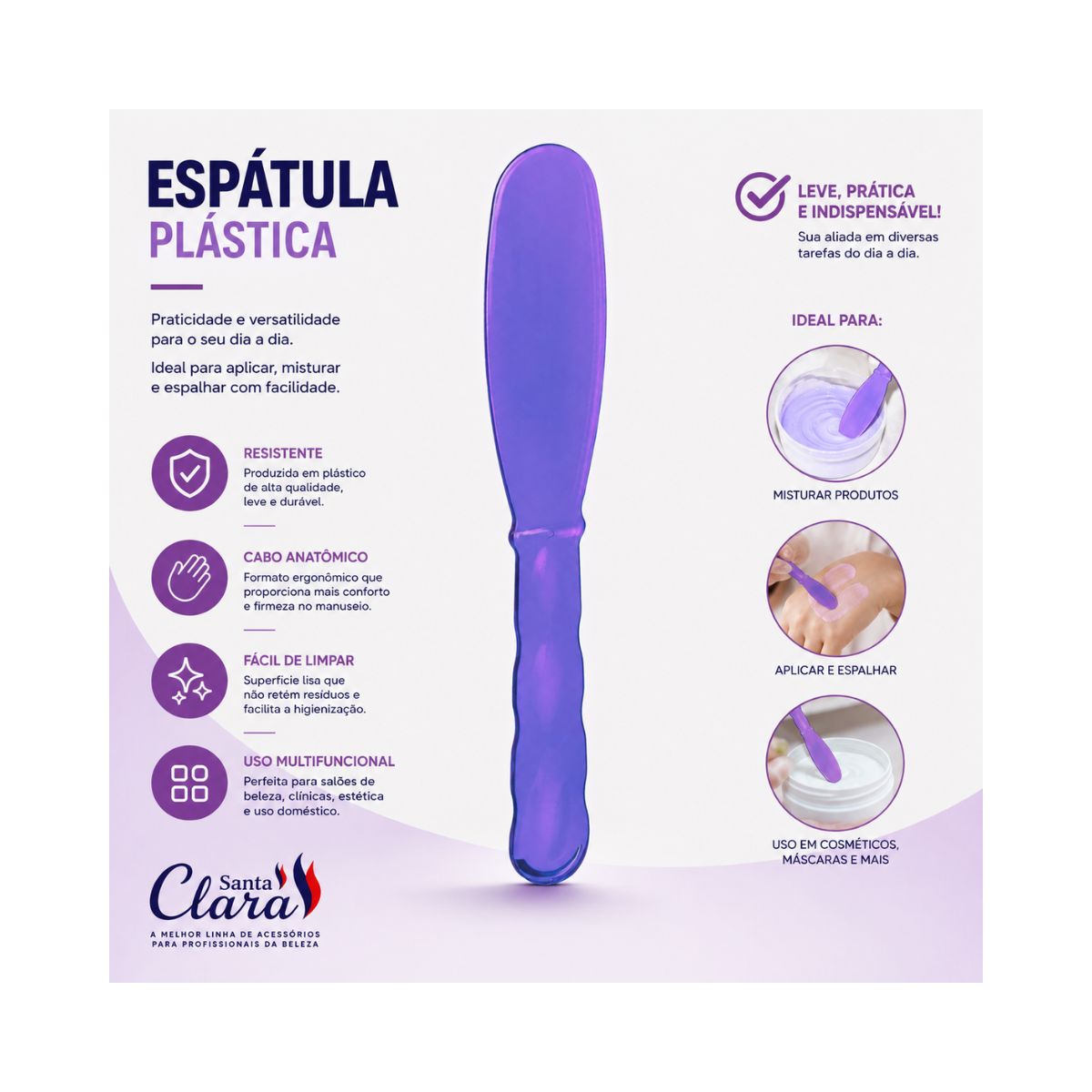 ESPÁTULA ACRÍLICO LUXO GRANDE PARA CREME SANTA CLARA