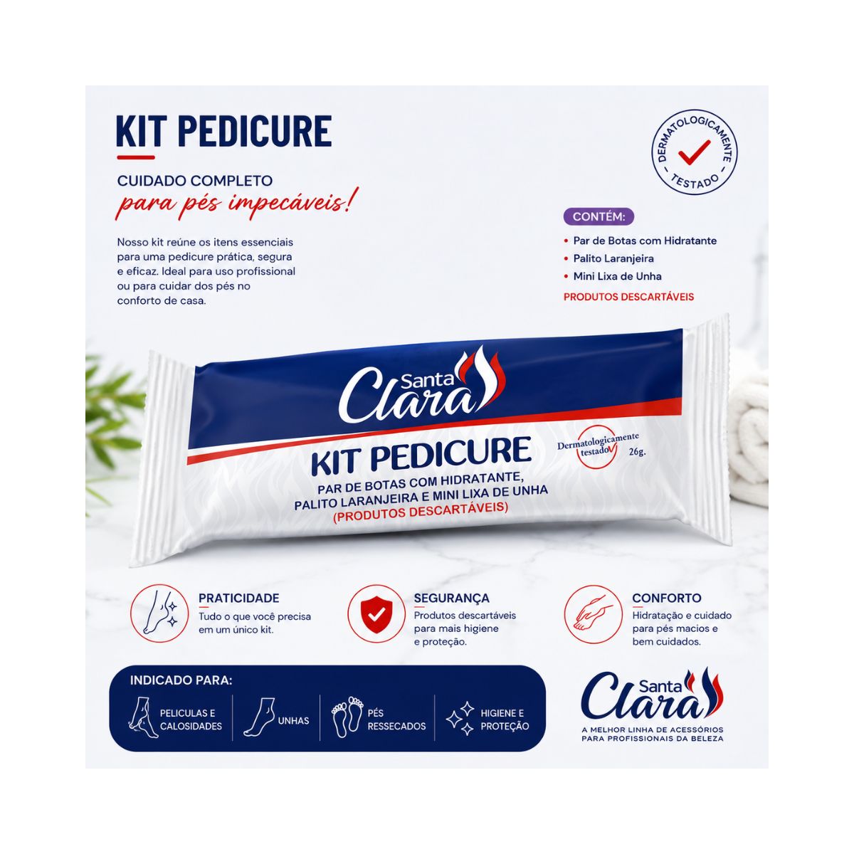 KIT DESCARTÁVEL PEDICURE COM AMOLECEDOR SANTA CLARA